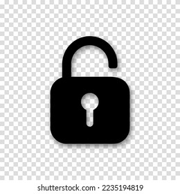 Padlock icon isolated on transparent background. Symbol sign unlock. Vector illustration.