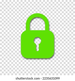 Padlock icon isolated on transparent background. Symbol sign lock. Vector illustration.