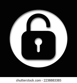 Icono de bloqueo aislado en fondo blanco. Desbloqueo del signo de símbolo. Ilustración vectorial.