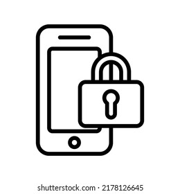Icono de bloqueo de padlock. Diseño De Estilo De Arte De Línea Aislado En Fondo Blanco