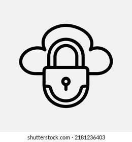 Padlock icon in line style about cloud computing, use for website mobile app presentation