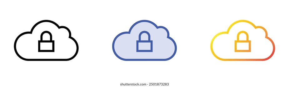 padlock icon. Linear, Blue Fill and Gradient Style Design Isolated On White Background