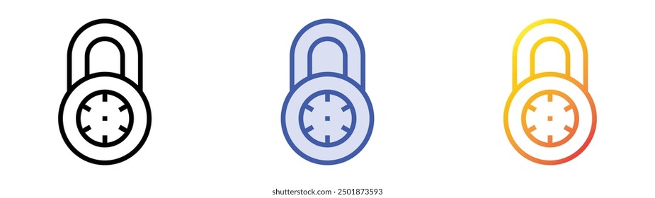padlock icon. Linear, Blue Fill and Gradient Style Design Isolated On White Background