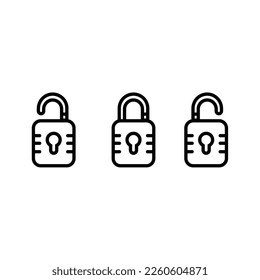 Padlock icon lock open and close black outline