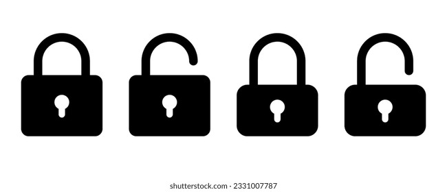Padlock icon. Lock symbol with keyhole. Padlock with keyhole. Lock icon in black. Password symbol. Padlock silhouette. Protection sign in vector