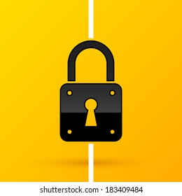 Padlock icon on bright yellow background. EPS10