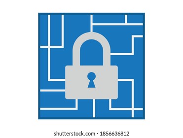 Padlock icon on top of a chip for internet neutrality.