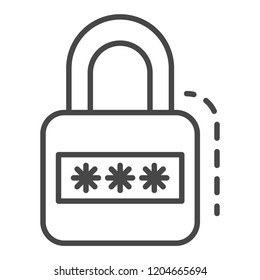 Padlock icon. Outline padlock vector icon for web design isolated on white background
