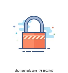 Padlock icon in outlined flat color style. Vector illustration.