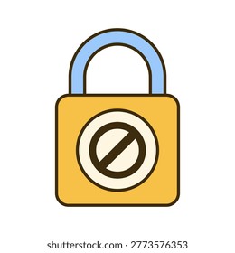 Padlock icon with prohibition sign representing restricted access blocked content and system protection ideal for security warnings privacy controls and digital access limitation visuals