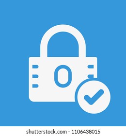 Padlock icon, security icon with check sign. Padlock icon and approved, confirm, done, tick, completed symbol. Vector illustration