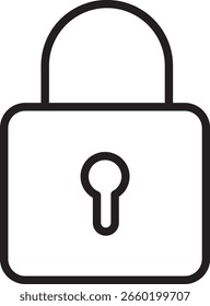 Um ícone de cadeado símbolo de segurança conceito de privacidade contorno preto simples isolado no fundo da transparência proteção de segurança mínima do projeto seguro acesso vetor ilustração