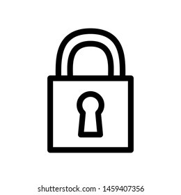 Padlock Icon , Security Vector Emblem Isolated Illustration , Outline Solid Background White , Template Design Simple Password
