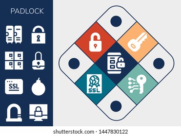 padlock icon set. 13 filled padlock icons.  Simple modern icons about  - Padlock, Lock, Ssl, Attack, Lockers, Key, Unlock, Electronic key