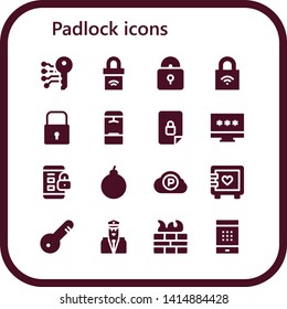 padlock icon set. 16 filled padlock icons.  Simple modern icons about  - Electronic key, Padlock, Lock, Locker, Locked, Password, Attack, Pc cloud, Strongbox, Door key, Security