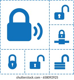 Padlock icon. set of 6 padlock filled icons such as lock, opened lock