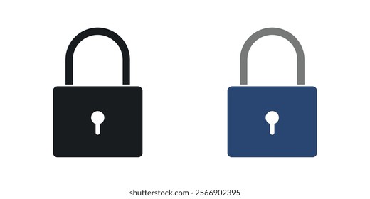 Padlock icon set in black and colored