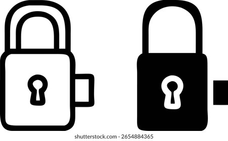 Padlock Icon Set – Black and White Vector Security and Privacy Lock Symbol