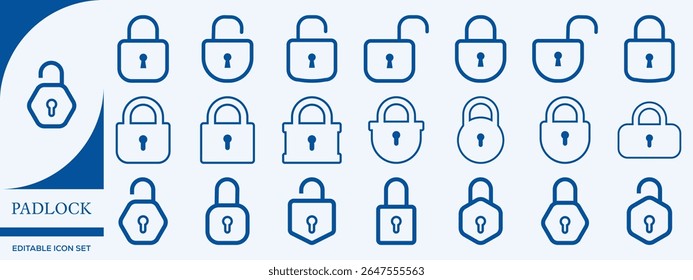 Padlock Icon Set – Editable Lock Symbols Collection