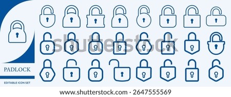 Padlock Icon Set – Editable Lock Symbols Collection