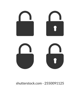 Padlock icon set isolated vector illustration on white background.