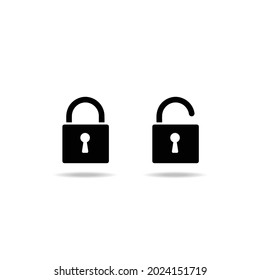 Juego de iconos de bloqueo, símbolo de bloqueo y desbloqueo. Ilustración del vector