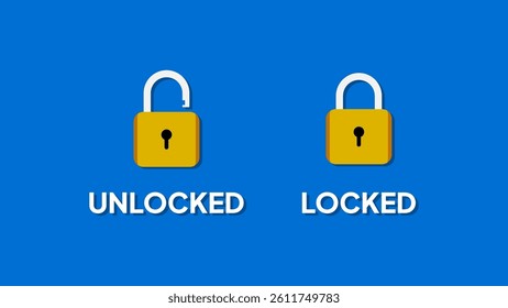 Padlock icon set. Lock and unlock. Account protection. Security lock. . Design Vector element	
