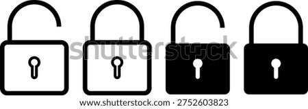 Padlock icon set open and closed lock security symbol vector