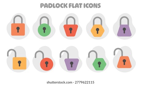 Padlock Icon Set Security Locked and Unlocked.Vector Illustration