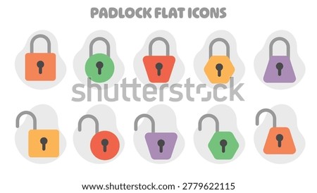 Padlock Icon Set Security Locked and Unlocked.Vector Illustration