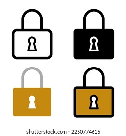 conjunto de iconos de candado simple línea plana y sólida