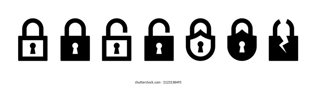 Padlock icon set vector illustration. Open and closed lock sign