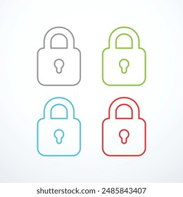 Juego de iconos de candado. Ilustración vectorial