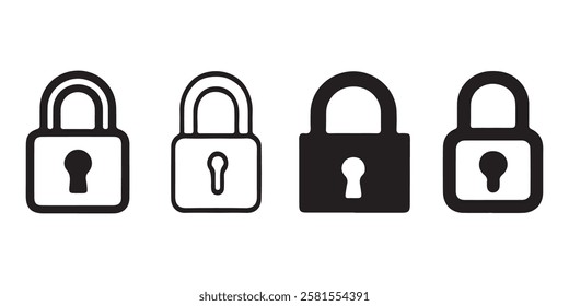 Padlock Icon Set: Vector Illustration for Security Concepts