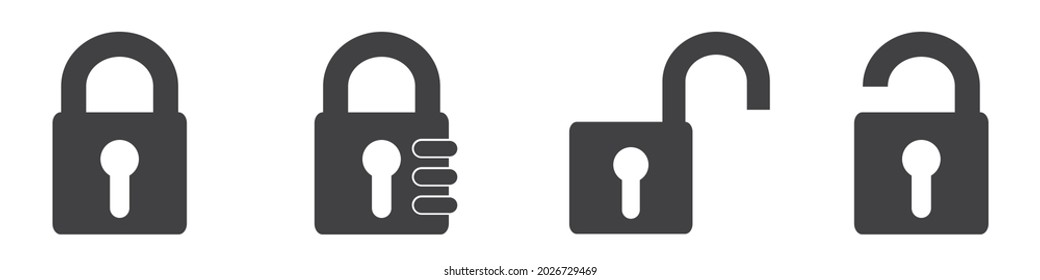 Padlock Icon Set - Vector Illustrations Isolated On White Background