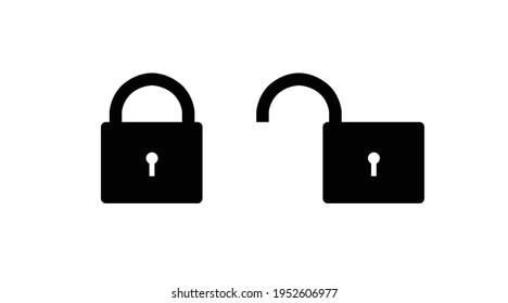 Padlock Icon Set. Vector isolated set of opened and locked padlocks