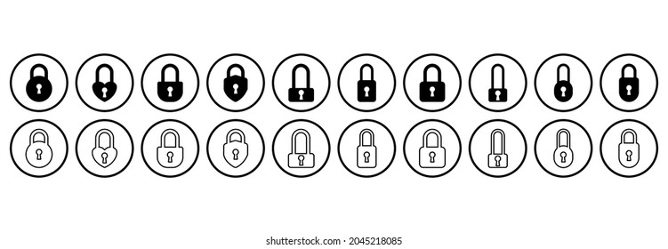 padlock icon set, padlock vector set sign symbol illustrations