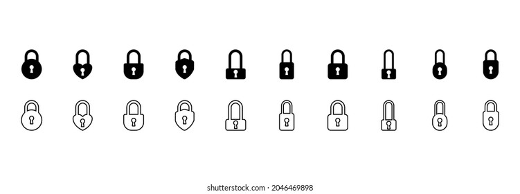 padlock icon set, padlock vector set, padlock symbol 