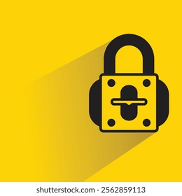 padlock icon with shadow on yellow background