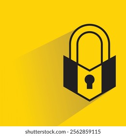 padlock icon with shadow on yellow background