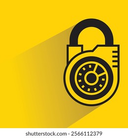padlock icon with shadow on yellow background