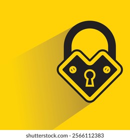 padlock icon with shadow on yellow background
