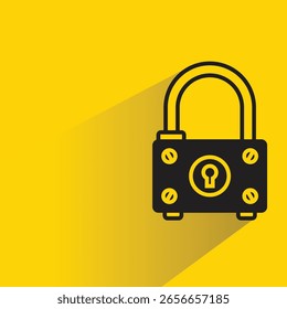 Icono de candado con sombra sobre fondo amarillo