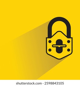 padlock icon with shadow yellow background