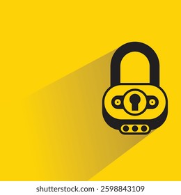 padlock icon with shadow yellow background