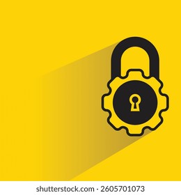 padlock icon with shadow yellow background