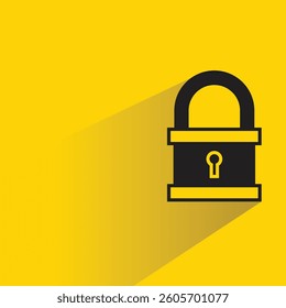padlock icon with shadow yellow background