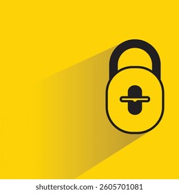 padlock icon with shadow yellow background