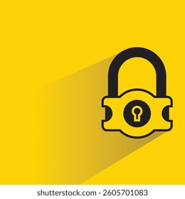 padlock icon with shadow yellow background