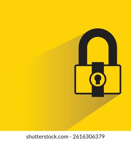 padlock icon with shadow yellow background